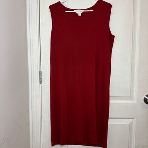Exclusively Misook L Acrylic Red Sleeveless Knit Shift Dress Sheath Minimalist